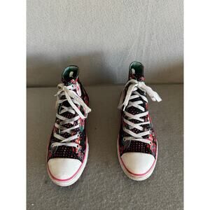 Converse All Star Youth Sneakers Black hot pink paint style High Top Size 5